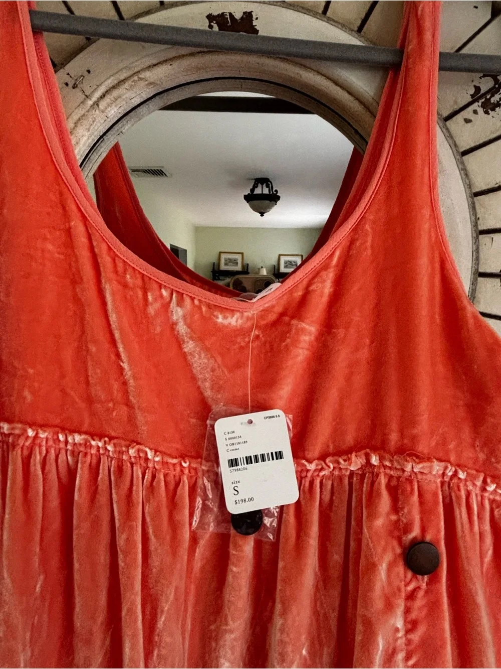 NWT Free People Velvet Tiered Maxi Dress Coral Peach Sleeveless Boho Sz Small